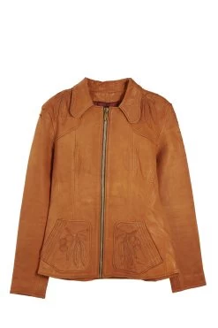 Vintage Orange East-West Bayou Leather Jacket