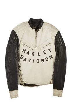 Vintage White Leather 1950s Harley Davidson Jacket