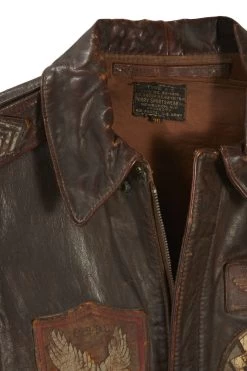 Vintage Brown Leather WWII 485th Division A-2 Leather Jacket -Fashion clothing 05LTX 012 3