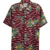 Vintage Burgundy Floral Kahanamoku Hawaiian Shirt