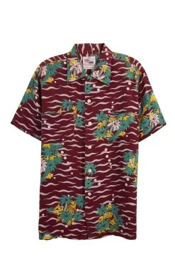 Vintage Burgundy Floral Kahanamoku Hawaiian Shirt