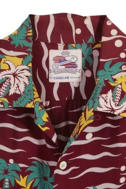 Vintage Burgundy Floral Kahanamoku Hawaiian Shirt -Fashion clothing 13HAX 004 3