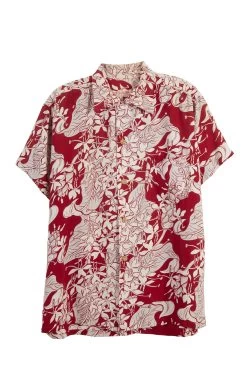 Vintage Red Graphic Hoaloha Hawaiian Shirt