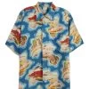 Vintage Blue Whale Hawaii Island Pattern Shirt