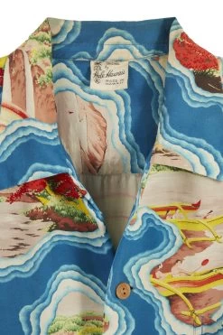 Vintage Blue Whale Hawaii Island Pattern Shirt -Fashion clothing 13HAX 008 3