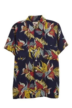 Vintage Blue Hula & Floral Champion Hawaiian Shirt