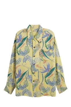 Vintage Yellow Floral Malihini Hawaiian Shirt