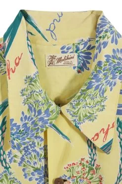Vintage Yellow Floral Malihini Hawaiian Shirt -Fashion clothing 13HAX 018 3