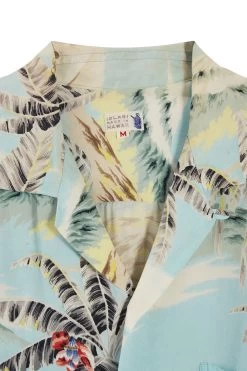 Vintage Blue Palm Trees Iolani Hawaiian Shirt -Fashion clothing 13HAX 020 3