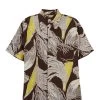 Vintage Brown Floral Lauhala Hawaiian Shirt
