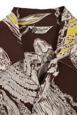 Vintage Brown Floral Lauhala Hawaiian Shirt -Fashion clothing 13HAX 022 3