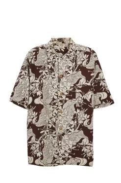 Vintage Brown Floral Hawaiian Surf Hawaiian Shirt