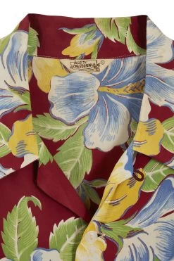 Vintage Burgundy Floral Hawaiian Shirt -Fashion clothing 13HAX 025 3