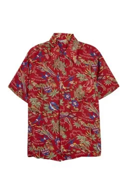 Vintage Red Hotel Motif Aupuni Hawaiian Shirt