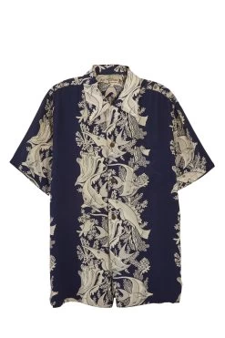 Vintage Blue Fish & Shell Royal Hawaiian Shirt