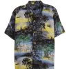 Vintage Blue Graphic Hawaiian Shirt