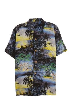 Vintage Blue Graphic Hawaiian Shirt