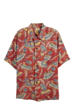 Vintage Red Graphic Malihini Hawaiian Shirt