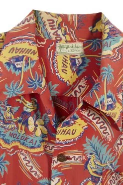 Vintage Red Graphic Malihini Hawaiian Shirt -Fashion clothing 13HAX 034 3