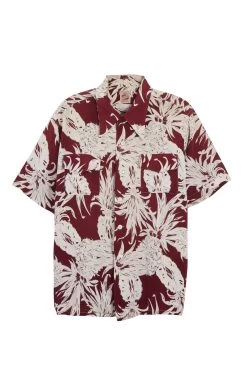 Vintage Burgundy Floral Ashfield Hawaiian Shirt