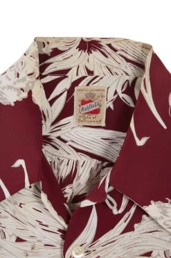 Vintage Burgundy Floral Ashfield Hawaiian Shirt -Fashion clothing 13HAX 036 3