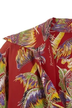 Vintage Red Floral Kamehameha Hawaiian Shirt -Fashion clothing 13HAX 038 3