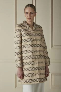 Chanel Beige Logo Printed Coat -Fashion clothing 60CHT 243 3