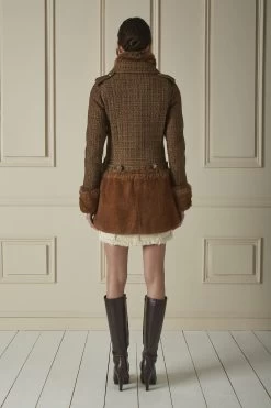 Chanel Brown Faux Fur-Trimmed Tweed Coat -Fashion clothing 60CHW 023 2