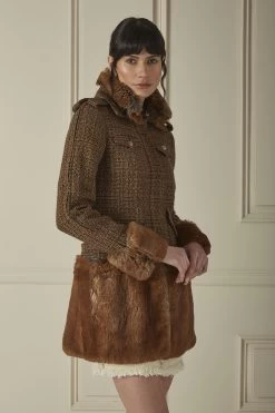Chanel Brown Faux Fur-Trimmed Tweed Coat -Fashion clothing 60CHW 023 3