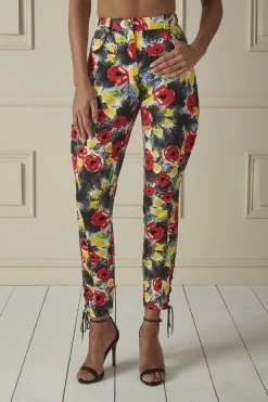 Fashion clothing 24 Chanel Multicolor Floral Printed Denim High-Waisted Pants