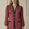 Chanel Pink Velvet-Trimmed Tweed Jacket