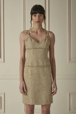 Chanel Gold & Multicolor Tweed Dress Suit Set 9 Chanel Gold & Multicolor Tweed Dress Suit Set -Fashion clothing 60CHW 076 4