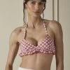 Chanel Pink Gingham Ruffled Bikini Top