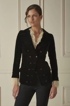 Chanel Black Velvet Double-Breasted Jacket