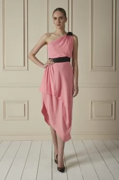 Chanel Pink And Black Silk Dress
