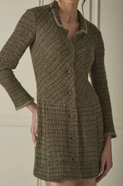 Chanel Green & Brown Woven Tweed Mini Dress 5 Chanel Green & Brown Woven Tweed Mini Dress -Fashion clothing 60CHW 138 3