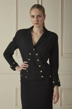 Chanel Black Wool Double-Breasted Jacket