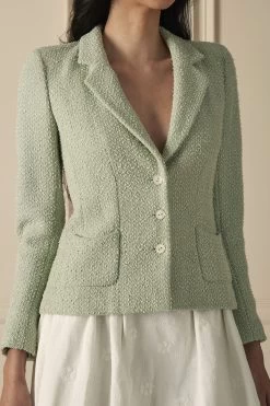 Chanel Green Bouclé Tweed Collared Blazer -Fashion clothing 60CHW 198 3