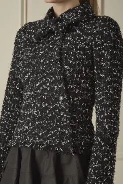 Chanel Black Bouclé Tweed Necktie Jacket -Fashion clothing 60CHW 199 3