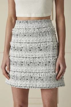 Chanel White & Black Tweed Skirt -Fashion clothing 60CHX 027 3