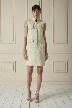 Fashion clothing 5 Chanel Cream Tweed Button-Up Mini Dress