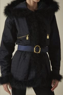 Chanel Iridescent Navy Silk Quilted Puffer Coat -Fashion clothing 60CHX 088 3