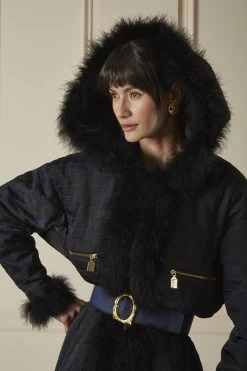 Chanel Iridescent Navy Silk Quilted Puffer Coat -Fashion clothing 60CHX 088 4