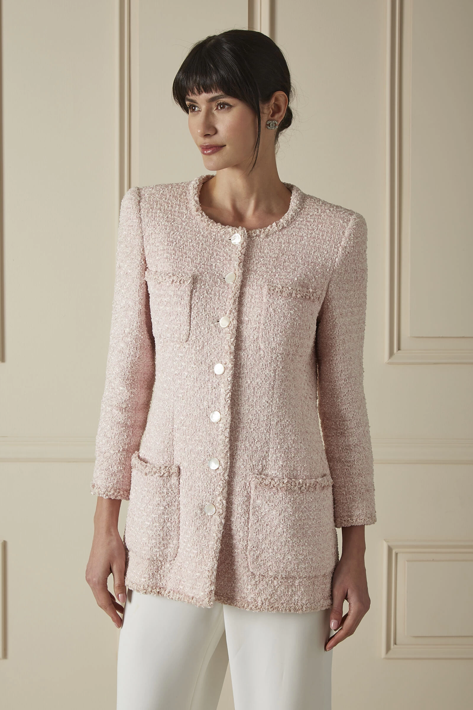 Chanel Pink Bouclé Jacket 1 Chanel Pink Bouclé Jacket