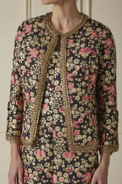 Chanel Black & Metallic Gold Brocade Dress Set -Fashion clothing 60CHX 119 3