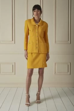 Chanel Yellow Tweed Skirt Suit