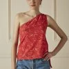 Chloé Red Printed One-Shoulder Top