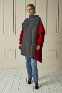 Chloé Gray & Red Mohair Blend Layered Sweater Dress Set