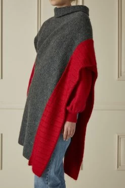 Chloé Gray & Red Mohair Blend Layered Sweater Dress Set -Fashion clothing 60CLW 003 3