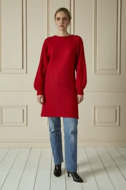 Chloé Gray & Red Mohair Blend Layered Sweater Dress Set -Fashion clothing 60CLW 003 4